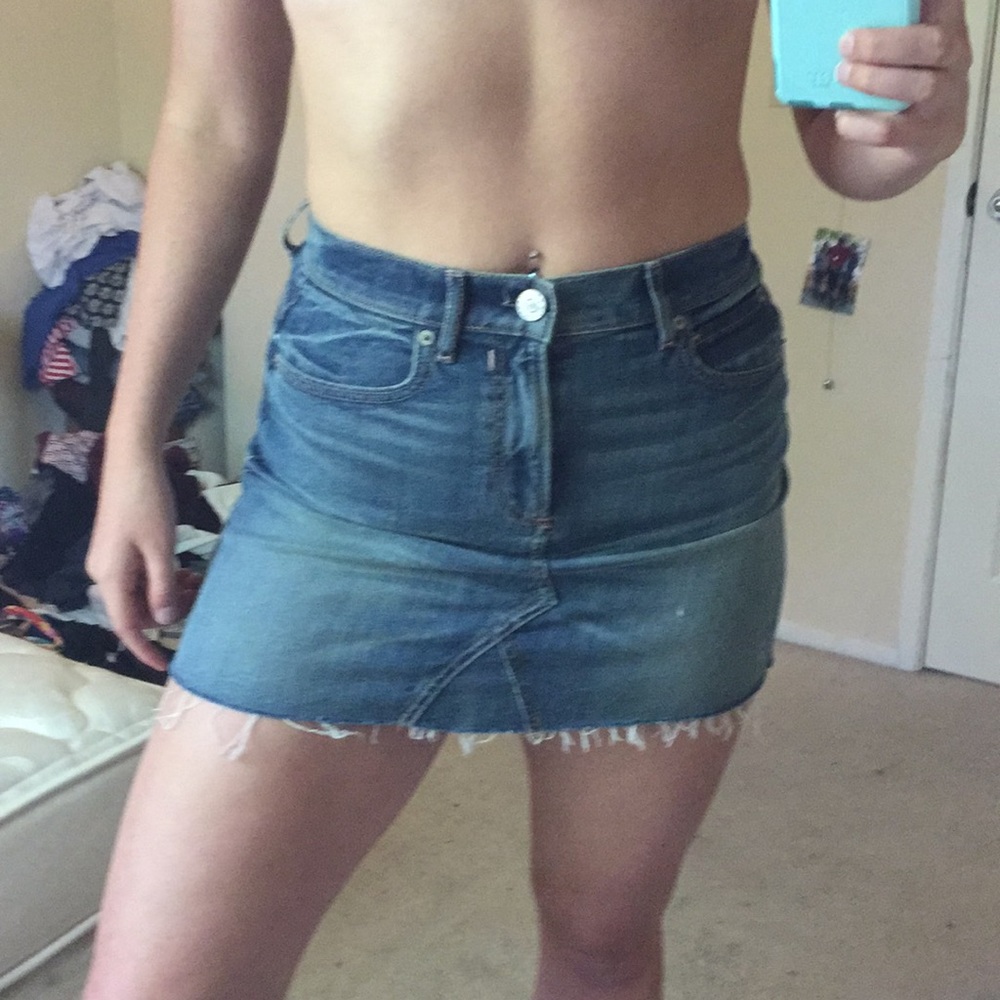 High waisted jean skirt